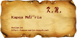 Kapsa Mária névjegykártya
